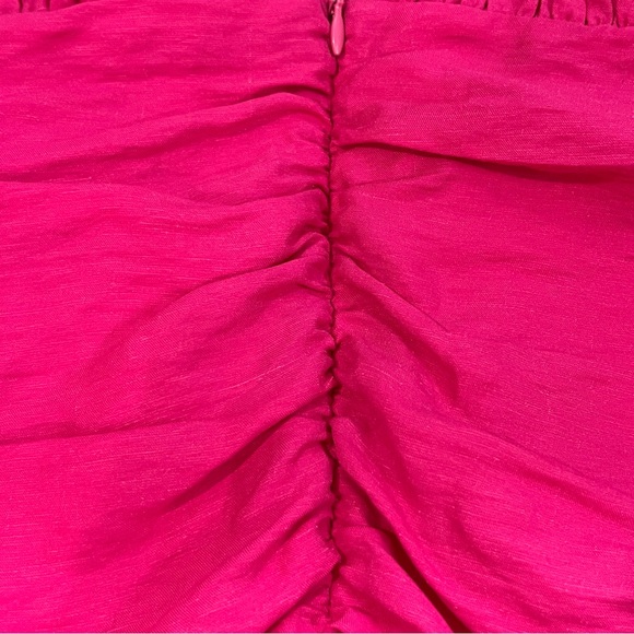 NWT Sandro Diamant Pink Ruched Mini Dress w/ minor inside lining rips by zipper - Picture 7 of 9